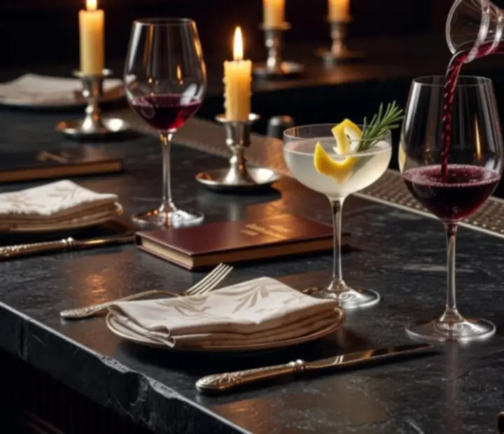 Servis vína a koktejlů ve večerní restauraci Bohe Max